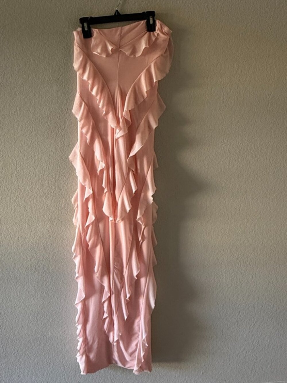 Windsor Pink Ruffle Strapless Maxi Dress Size S